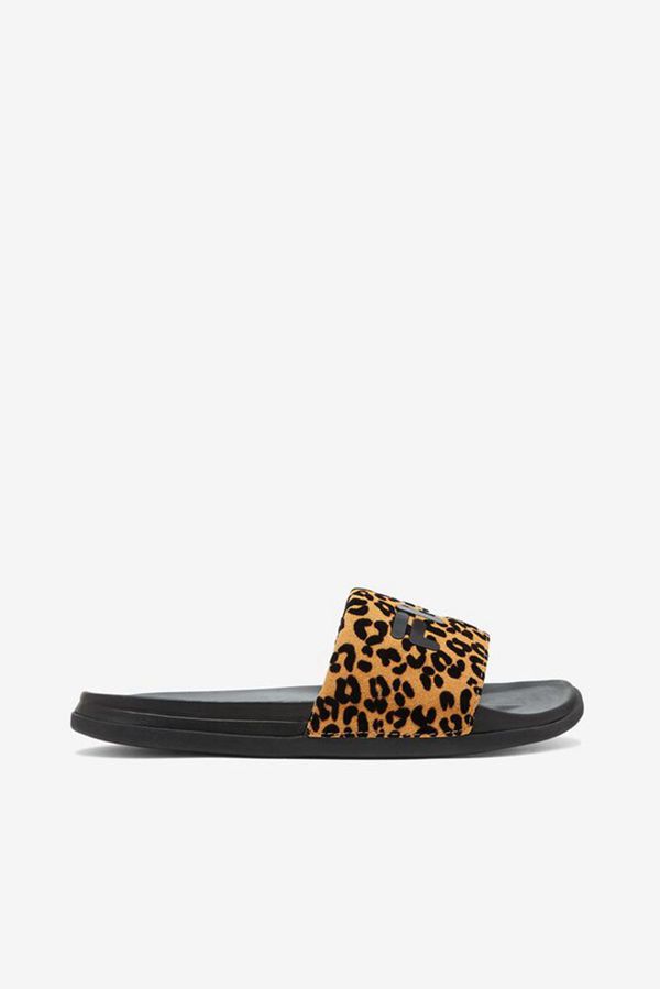 Slides Fila Mulher Pretas/Pretas/Leopardo - Fila Drifter Luxe Wild En Portugal,TDGZ-85376